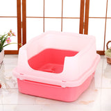 Darrahopens Pet Care > Cat Supplies YES4PETS Large Deep Cat Kitty Litter Tray High Wall Pet Toilet Grid Tray With Scoop Pink