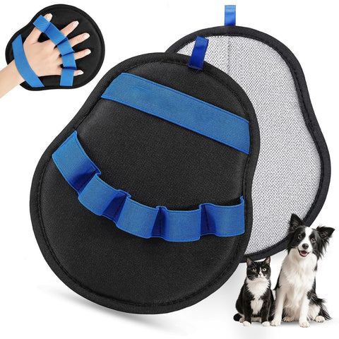 Darrahopens Pet Care > Cleaning & Maintenance > Pet Cleaning Supplies 2-Pack Blue and Black Pet Hair Remover Glove - Reusable Double-Sided Deshedding Glove for Dog & Cat Grooming, Sofa, Carpet & Clothes Cleaning