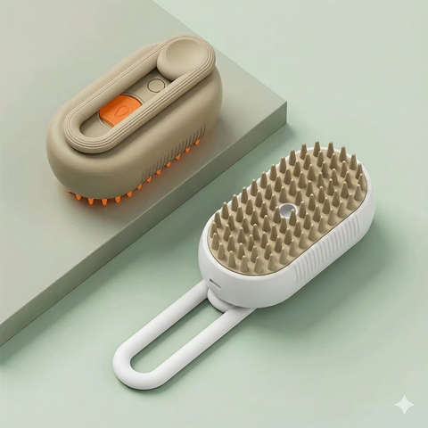 Darrahopens Pet Care > Cleaning & Maintenance > Pet Cleaning Supplies 2 Packs 3 in 1 Electric Pet Spray Comb with Rotatable Handle Anti Static Grooming Brush for Cats and Dogs Massage Deshedding Tool Khaki and White