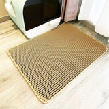 Darrahopens Pet Care > Cleaning & Maintenance > Pet Cleaning Supplies 2-PCS Beige Double Layer Cat Litter Mat Honeycomb Design Waterproof EVA Trapping Mat for Litter Box Tracking Control 40x50cm Easy Clean Australian Pet Supplies