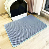 Darrahopens Pet Care > Cleaning & Maintenance > Pet Cleaning Supplies 2-PCS Blue Double Layer Cat Litter Mat Honeycomb Design Waterproof EVA Trapping Mat for Litter Box Tracking Control 40x50cm Easy Clean Australian Pet Supplies