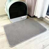Darrahopens Pet Care > Cleaning & Maintenance > Pet Cleaning Supplies 2-PCS Grey Double Layer Cat Litter Mat Honeycomb Design Waterproof EVA Trapping Mat for Litter Box Tracking Control 40x50cm Easy Clean Australian Pet Supplies