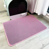 Darrahopens Pet Care > Cleaning & Maintenance > Pet Cleaning Supplies 2-PCS Pink Double Layer Cat Litter Mat Honeycomb Design Waterproof EVA Trapping Mat for Litter Box Tracking Control 40x50cm Easy Clean Australian Pet Supplies