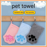 Darrahopens Pet Care > Cleaning & Maintenance > Pet Cleaning Supplies 2-piece Grey Quick-drying pet grooming glove towel; made of soft, highly absorbent coral fleece; suitable for drying dogs and cats after bathing.