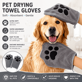 Darrahopens Pet Care > Cleaning & Maintenance > Pet Cleaning Supplies 2-piece Grey Quick-drying pet grooming glove towel; made of soft, highly absorbent coral fleece; suitable for drying dogs and cats after bathing.