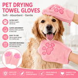 Darrahopens Pet Care > Cleaning & Maintenance > Pet Cleaning Supplies 2-piece Pink Quick-drying pet grooming glove towel; made of soft, highly absorbent coral fleece; suitable for drying dogs and cats after bathing.