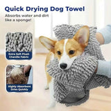 Darrahopens Pet Care > Cleaning & Maintenance > Pet Cleaning Supplies 2-piece Yellow and Blue Chenille Pet Drying Towel with Dual Hand Pockets - Ultra Absorbent, Quick Dry, Soft Microfiber, Durable Stitching - for Dogs and Cats Bathing, Grooming, Travel
