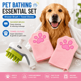 Darrahopens Pet Care > Cleaning & Maintenance > Pet Cleaning Supplies 3-piece Pet Grooming Bathing Kit with 2 pack Pink Pet Drying Glove Towel and White Pet Shower Sprayer Brush Set - Coral Fleece Quick Dry Absorbent Cleaning Towel, Water Control Bath Tool for Dogs and Cats