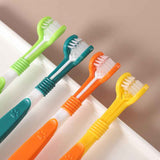 Darrahopens Pet Care > Cleaning & Maintenance > Pet Cleaning Supplies 3-Sided Pet Toothbrush 4-Pack - Soft Bristle Dog Cat Dental Care Brush Set