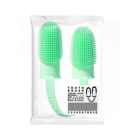 Darrahopens Pet Care > Cleaning & Maintenance > Pet Cleaning Supplies 5-Pack Green Double Finger Pet Toothbrush - Soft TPR Dog Cat Dental Finger Brush Set
