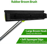 Darrahopens Pet Care > Cleaning & Maintenance > Pet Cleaning Supplies Blue and Silver Versatile Pet Hair Remover Rubber Broom & Squeegee - 125cm Adjustable Stainless Steel Handle for Carpets, Floors & Windows