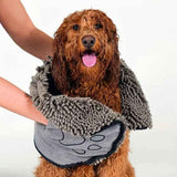 Darrahopens Pet Care > Cleaning & Maintenance > Pet Cleaning Supplies Blue Chenille Pet Drying Towel with Dual Hand Pockets - Ultra Absorbent, Quick Dry, Soft Microfiber, Durable Stitching - for Dogs and Cats Bathing, Grooming, Travel