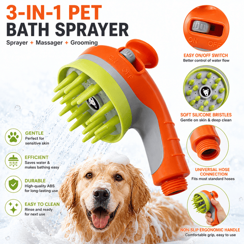 Darrahopens Pet Care > Cleaning & Maintenance > Pet Cleaning Supplies Blue Pet Bathing Shower Sprayer Brush with Water  Control Switch Control Dog Grooming Massage Shampoo Rinse Tool