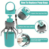 Darrahopens Pet Care > Cleaning & Maintenance > Pet Cleaning Supplies Blue Portable 6-Claw Pet Pooper Scooper - Hands-Free Dog Waste Picker with Integrated Bag Dispenser and Storage Cap - Lightweight Sanitary Waste Removal Tool for Outdoor Walking and Travel