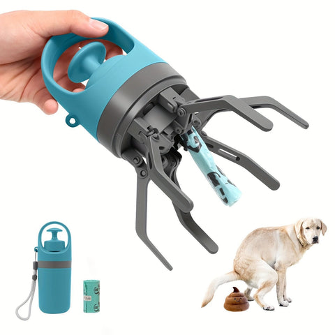 Darrahopens Pet Care > Cleaning & Maintenance > Pet Cleaning Supplies Blue Portable 6-Claw Pet Pooper Scooper - Hands-Free Dog Waste Picker with Integrated Bag Dispenser and Storage Cap - Lightweight Sanitary Waste Removal Tool for Outdoor Walking and Travel