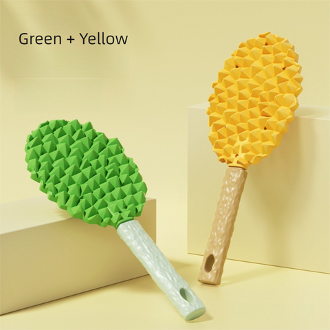 Darrahopens Pet Care > Cleaning & Maintenance > Pet Cleaning Supplies Green and Yellow Pet Durian Massage Comb 2-Pack - Cat Deshedding Brush with Dual-Sided TPR Design for Soft Skin and Fur Cleaning