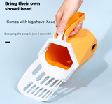 Darrahopens Pet Care > Cleaning & Maintenance > Pet Cleaning Supplies Grey 2-in-1 Cat Litter Scoop with Attached Waste Bin Integrated Poop Scooper Holder Detachable Kit with 150 Degradable Bags
