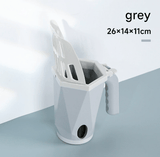 Darrahopens Pet Care > Cleaning & Maintenance > Pet Cleaning Supplies Grey 2-in-1 Cat Litter Scoop with Attached Waste Bin Integrated Poop Scooper Holder Detachable Kit with 150 Degradable Bags