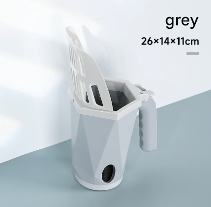 Darrahopens Pet Care > Cleaning & Maintenance > Pet Cleaning Supplies Grey 2-in-1 Cat Litter Scoop with Attached Waste Bin Integrated Poop Scooper Holder Detachable Kit with 150 Degradable Bags