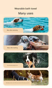 Darrahopens Pet Care > Cleaning & Maintenance > Pet Cleaning Supplies Grey and White M Size Super Absorbent Dog Bathrobe – Quick-Dry Coral Fleece Pet Towel with Snaps & Adjustable Belly Strap | Wearable Drying Coat for Small Medium Large Dogs & Cats After Bath, Swim, Rain