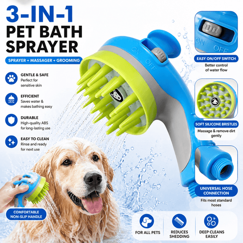 Darrahopens Pet Care > Cleaning & Maintenance > Pet Cleaning Supplies Orange Pet Bathing Shower Sprayer Brush with Water  Control Switch Control Dog Grooming Massage Shampoo Rinse Tool