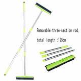 Darrahopens Pet Care > Cleaning & Maintenance > Pet Cleaning Supplies Pink and Silver Versatile Pet Hair Remover Rubber Broom & Squeegee - 125cm Adjustable Stainless Steel Handle for Carpets, Floors & Windows
