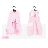 Pink XL size Pet Drying Robe with Hood - Quick Dry Coral Fleece Towel for Dogs and Cats, Super Absorbent Bathrobe with Cute Rabbit Ears, Adjustable Fit for All Sizes, Easy to Wear and Machine Washable