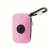 Darrahopens Pet Care > Cleaning & Maintenance > Pet Cleaning Supplies Portable Poop Bag Holder Dispenser for Dog Walking – Mesh Roll Bag Storage Case with Carabiner Clip, Easy One-Hand Pull for Outdoor Pet Waste Cleanup (Pink) In Australia - Darrahopens