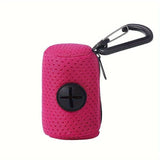Darrahopens Pet Care > Cleaning & Maintenance > Pet Cleaning Supplies Portable Poop Bag Holder Dispenser for Dog Walking – Mesh Roll Bag Storage Case with Carabiner Clip, Easy One-Hand Pull for Outdoor Pet Waste Cleanup (Pink) In Australia - Darrahopens