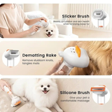 Darrahopens Pet Care > Cleaning & Maintenance > Pet Cleaning Supplies Vacuum Dog Cat Brush De-shedding Tool, 4-in-1 Self-Cleaning Slicker Brush and Undercoat Rake, De-shedding Grooming Tool, Anti-Static, Massage, Brushing Multi-Functional All-in-One (White)