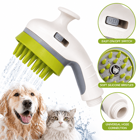 Darrahopens Pet Care > Cleaning & Maintenance > Pet Cleaning Supplies White Pet Bathing Shower Sprayer Brush with Water  Control Switch Control Dog Grooming Massage Shampoo Rinse Tool
