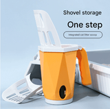 Darrahopens Pet Care > Cleaning & Maintenance > Pet Cleaning Supplies Yellow 2-in-1 Cat Litter Scoop with Attached Waste Bin Integrated Poop Scooper Holder Detachable Kit with 150 Degradable Bags