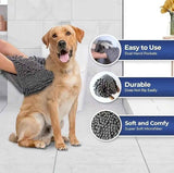Darrahopens Pet Care > Cleaning & Maintenance > Pet Cleaning Supplies Yellow Chenille Pet Drying Towel with Dual Hand Pockets - Ultra Absorbent, Quick Dry, Soft Microfiber, Durable Stitching - for Dogs and Cats Bathing, Grooming, Travel