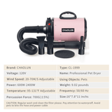 Darrahopens Pet Care > Cleaning & Maintenance Pet Dog Cat Hair Dryer Grooming Blow Speed Hairdryer Blower Heater Blaster 2800W pink
