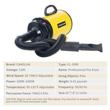 Darrahopens Pet Care > Cleaning & Maintenance Pet Dog Cat Hair Dryer Grooming Blow Speed Hairdryer Blower Heater Blaster 2800W yellow