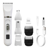 4-in-1 Pet Electric Clipper, Cat and Dog Hair Trimmer and Nail Grinder, Pet Grooming Supplies - White