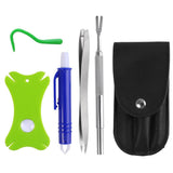 Darrahopens Pet Care > Cleaning & Maintenance > Pet Grooming Supplies 5PCS Pet Flea Tick Removal Tool Set Dog Cat Lice Fork Tweezers Kit Silver Hook
