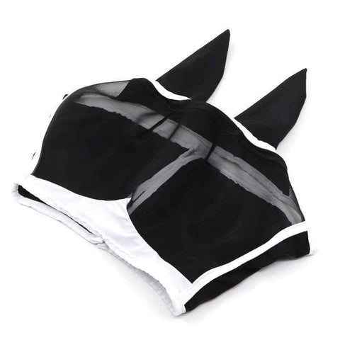Breathable Horse Face Mask - Mosquito, Insect, and Fly Protection - Equestrian Racing Head Cover - Black - S