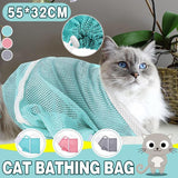 Darrahopens Pet Care > Cleaning & Maintenance > Pet Grooming Supplies Cat Supplies Washing Bags for Pet Bathing Nail Trimm Mesh Cat Grooming Bath Bag - Grey