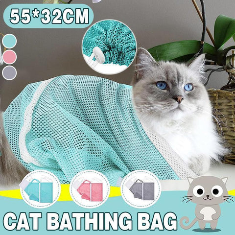 Darrahopens Pet Care > Cleaning & Maintenance > Pet Grooming Supplies Cat Supplies Washing Bags for Pet Bathing Nail Trimm Mesh Cat Grooming Bath Bag - Grey
