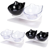 Darrahopens Pet Care > Cleaning & Maintenance > Pet Grooming Supplies Double Cat Bowl Pet Bowls Stand Dog Elevated Feeder Food Water Raised Lifted Au - Black+Black