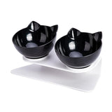 Darrahopens Pet Care > Cleaning & Maintenance > Pet Grooming Supplies Double Cat Bowl Pet Bowls Stand Dog Elevated Feeder Food Water Raised Lifted Au - Black+Black
