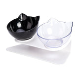 Darrahopens Pet Care > Cleaning & Maintenance > Pet Grooming Supplies Double Cat Bowl Pet Bowls Stand Dog Elevated Feeder Food Water Raised Lifted Au - Black+Black