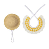 Darrahopens Pet Care > Cleaning & Maintenance > Pet Grooming Supplies Khaki and Yellow 2 Sets Adorable Porch Goose & Small Pet Costume Set - 2 Summer Straw Hat & 2 Gingham Bib