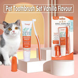 Darrahopens Pet Care > Cleaning & Maintenance > Pet Grooming Supplies Pet Toothbrush Toothpaste Set for Cats and Dogs Vanilla Flavor Oral Care Kit