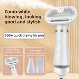 Darrahopens Pet Care > Cleaning & Maintenance > Pet Grooming Supplies Rose Gold 6-in-1 Pet Grooming Hair Dryer with Noise-Reduction - Lightweight Handheld Blow Dryer & Mist Slicker Brush - 3-Speed Temperature Control, One-Click Deshedding & Painless Massage