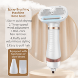 Darrahopens Pet Care > Cleaning & Maintenance > Pet Grooming Supplies Rose Gold 6-in-1 Pet Grooming Hair Dryer with Noise-Reduction - Lightweight Handheld Blow Dryer & Mist Slicker Brush - 3-Speed Temperature Control, One-Click Deshedding & Painless Massage