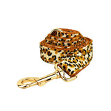 Darrahopens Pet Care > Cleaning & Maintenance > Pet Grooming Supplies S Luxury 5 Piece Dog Harness and Collar Set Leopard Print with Leash Bow Tie & Waste Bag Holder Gold Metal Buckle Walking Gear