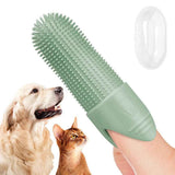 Darrahopens Pet Care > Cleaning & Maintenance > Pet Grooming Supplies Silicone Pet Finger Toothbrush - Daily Teeth Cleaning for Cats and Dogs Green