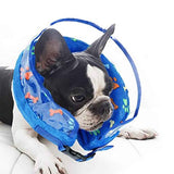 Soft Inflatable Pet Dog Cone Collar Anti Licking Scratching Blue - S